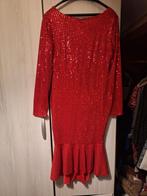 Rode pailletten gelegenheidsjurk - Maat L, Maat 42/44 (L), Ophalen of Verzenden, Zo goed als nieuw, Knielengte
