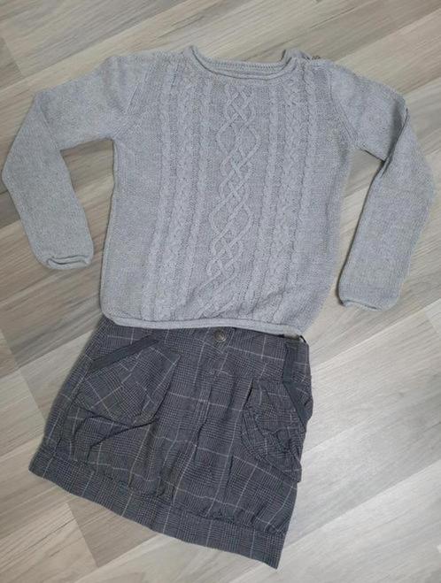Geruite rok met kabeltrui, maat 122-128, Kinderen en Baby's, Kinderkleding | Maat 122, Zo goed als nieuw, Meisje, Setje, Ophalen of Verzenden