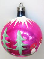 Oude Kerstbal met 2 Kerstbomen en 2 Paddenstoelen 02, Diversen, Kerst, Ophalen of Verzenden