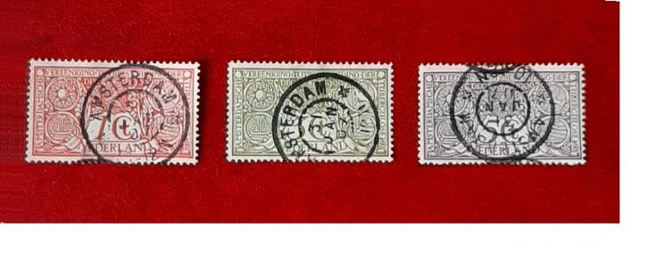 1906 3 Tuberculose Postzegels Nederland 1, 3 en 5 Cent, Postzegels en Munten, Postzegels | Nederland, Gestempeld, T/m 1940, Ophalen