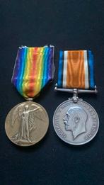Britse oorlogs en overwinnings medaille uit de  WO-1, Postzegels en Munten, Penningen en Medailles, Ophalen of Verzenden, Zilver