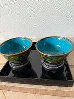 Cloisonne Bakjes op Houten Onderstel - Perfecte Staat, Antiek en Kunst, Antiek | Schalen, Ophalen of Verzenden