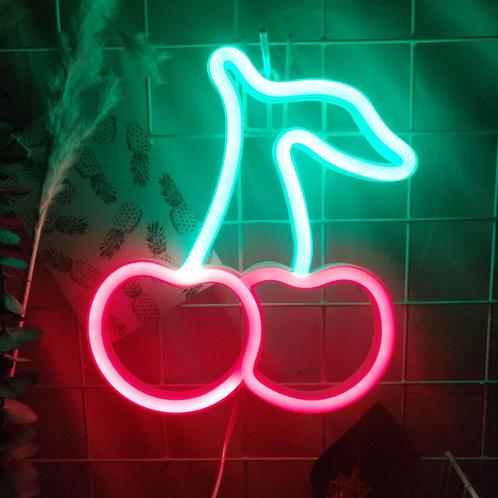 Kersen Neon Lamp Kers Led Lampje Cherry Feest Party, Huis en Inrichting, Lampen | Wandlampen, Nieuw, Verzenden