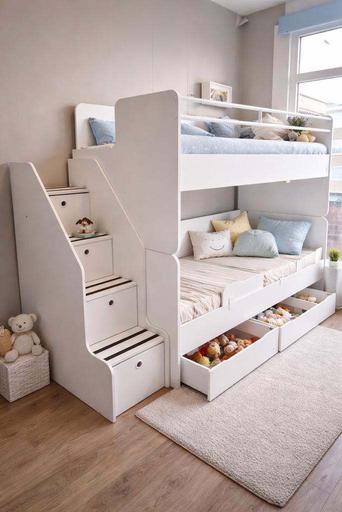 Stapelbed hoge kwaliteit, met bijbehorende opbergtrap., Kinderen en Baby's, Kinderkamer | Stapelbedden en Hoogslapers, Nieuw, Stapelbed