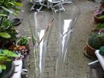 2  kristallen flutes gouden slinger in het glas Ø 8 x 25 cm, Antiek en Kunst, Antiek | Glas en Kristal, Ophalen of Verzenden