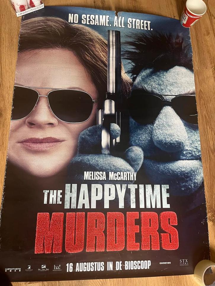 Happytime Murders Filmposter, Verzamelen, Posters, Gebruikt, Film en Tv, Deurposter of groter, Rechthoekig Staand, Ophalen of Verzenden
