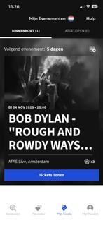 2x Bob Dylan 4 November AFAS Live, Tickets en Kaartjes, Twee personen, November