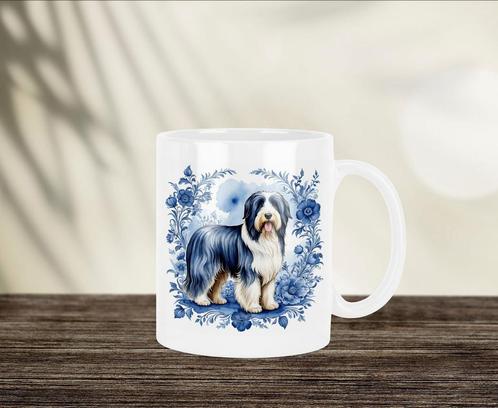 Bearded Collie Delfts Blauwe mok, Huis en Inrichting, Keuken | Servies, Nieuw, Kop(pen) en/of Schotel(s), Overige stijlen, Ophalen of Verzenden