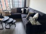 Zwarte/antraciet suede bank, Ophalen, Hoekbank, 75 tot 100 cm, Zo goed als nieuw