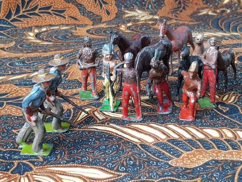 Indianen, cowboys en paarden oud Engels speelgoed van tin., Antiek en Kunst, Antiek | Speelgoed, Ophalen of Verzenden