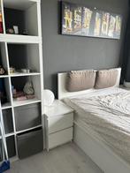 Ikea bed (140 x 200) compleet met matras en nachtkastjes, Huis en Inrichting, Slaapkamer | Bedden, Gebruikt, 140 cm, Wit, Hout