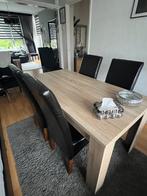 Eettafel + 8 stoelen, Huis en Inrichting, Tafels | Eettafels, Ophalen, Gebruikt, 50 tot 100 cm, Vijf personen of meer