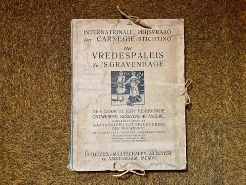62 Platen Tekeningen Prenten Vredespaleis Den Haag 1906, Verzamelen, Foto's en Prenten, Gebruikt, Prent, Gebouw, Voor 1940, Ophalen