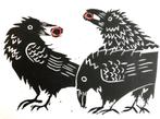 Groep Kraaien Linodruk, Antiek en Kunst, Kunst | Litho's en Zeefdrukken, Ophalen of Verzenden