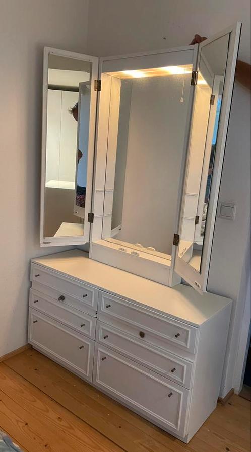 Vintage kaptafel met spiegeldeurtjes, Huis en Inrichting, Tafels | Kaptafels, Gebruikt, Hout, Ophalen