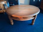 Salontafel bijzettafel rond massief eiken met lades, Gebruikt, Rond, 75 cm of meer, Modern