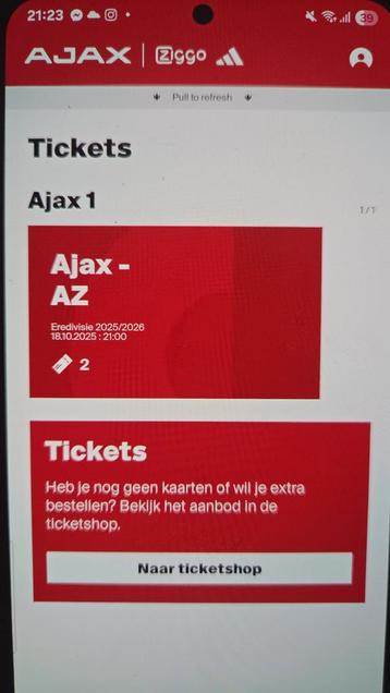 AJAX - Az 2x tickets naast elkaar vak 112 beschikbaar voor biedingen