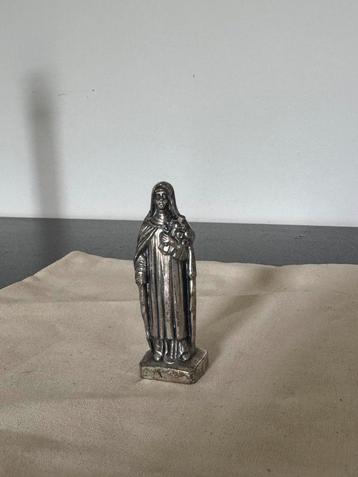 Frans Mariabeeldje in zilverkleurig metaal – Lourdes stijl beschikbaar voor biedingen