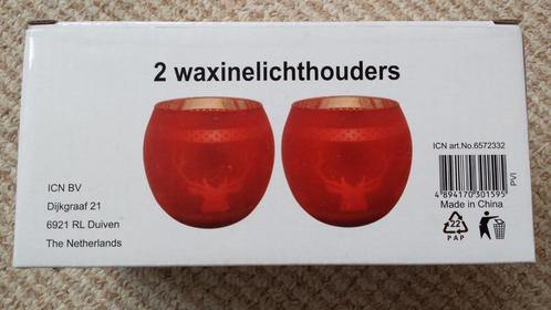 2 glazen waxinelichthouders, Huis en Inrichting, Woonaccessoires | Kandelaars en Kaarsen, Nieuw, Kandelaar, Minder dan 25 cm, Overige materialen