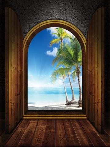 Deuren Palmboom fotobehang 3D, 3D behang, Fotobehang4you beschikbaar voor biedingen