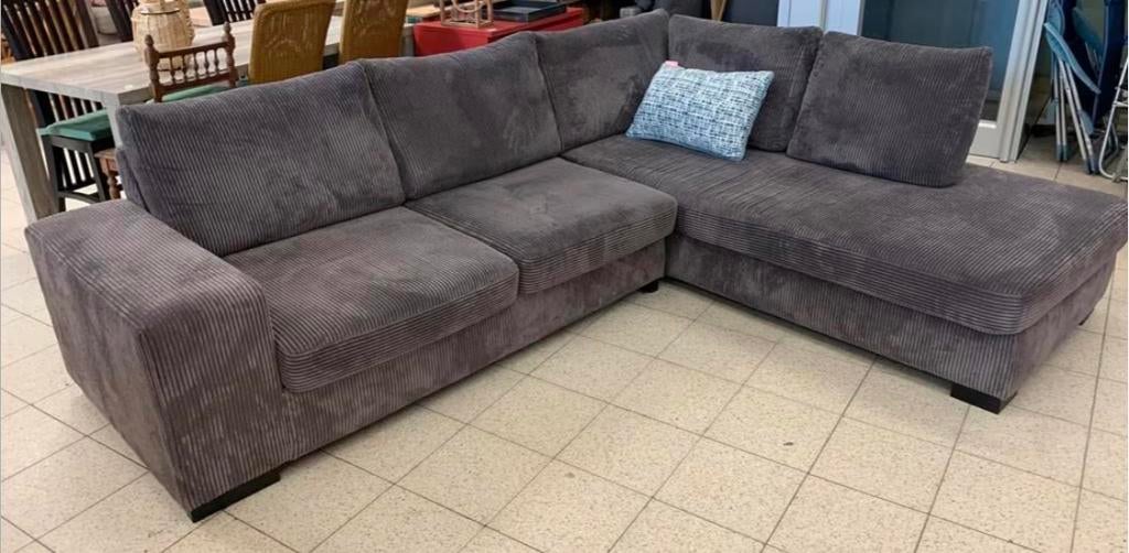 Bankstel lounge ribstoffen hoekbank zo goed als nieuw., Huis en Inrichting, Banken | Bankstellen, Ophalen of Verzenden