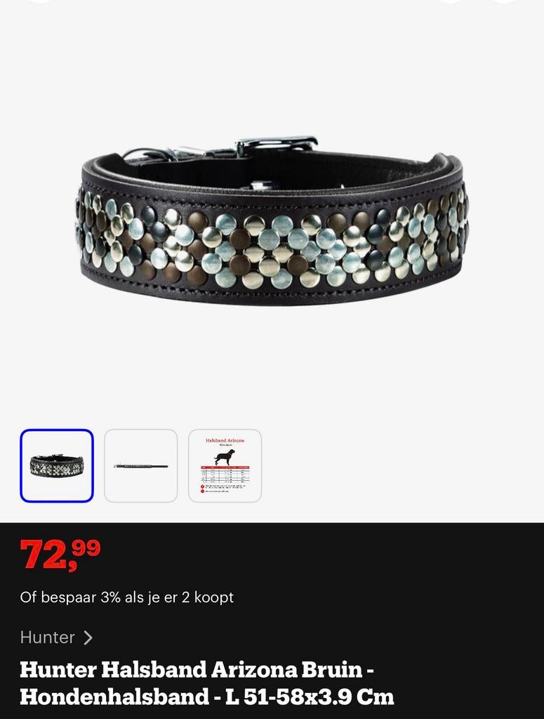 Honden halsband hunter maat L, Ophalen of Verzenden, Nieuw