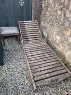 Houten ligbed en tafeltje- opknapper of brandhout, Tuin en Terras, Ophalen, Gebruikt, Hout