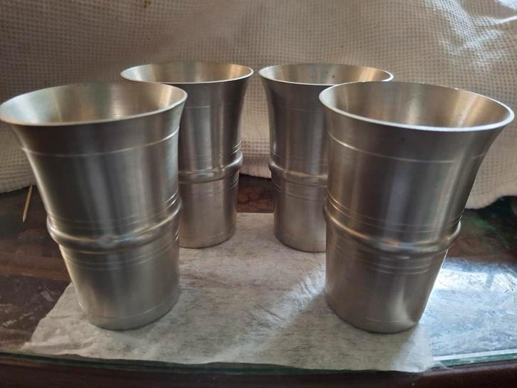 Vintage Tinnen Bekers - Set van 4, Antiek en Kunst, Antiek | Tin, Ophalen of Verzenden