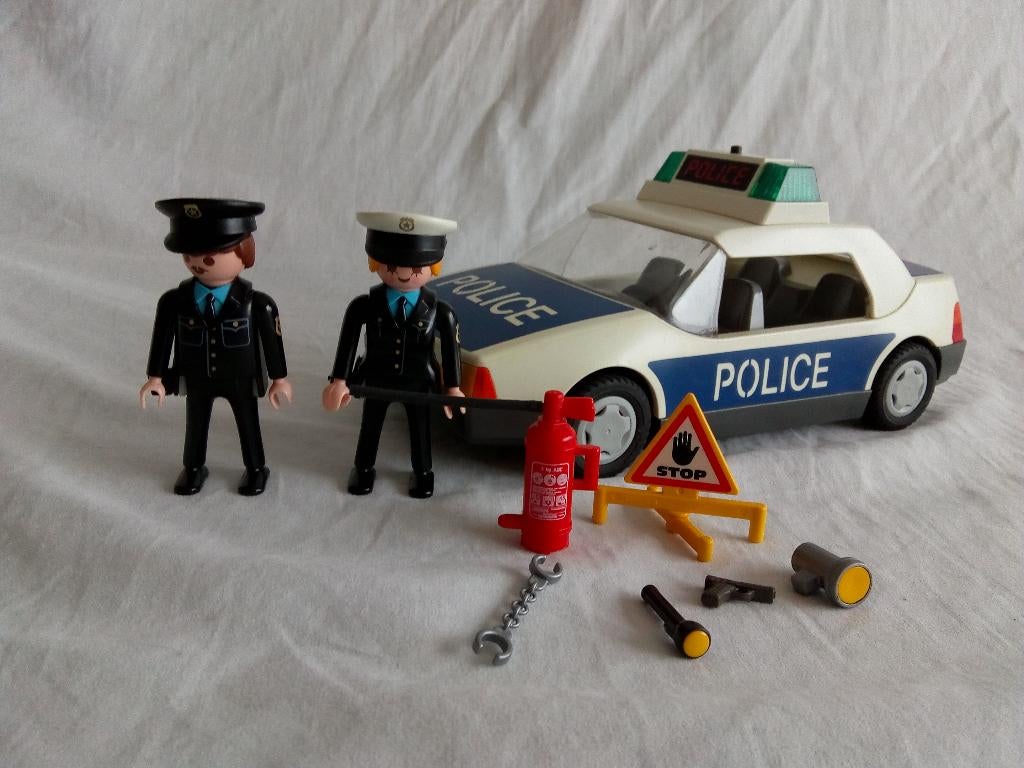 Playmobil set 3904 politieauto met zwaailichten, Ophalen of Verzenden, Gebruikt, Complete set