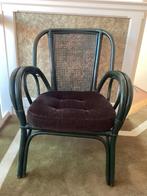 Stoel Houten stoel groen geverfd, rieten rug uit jaren ‘80, Gebruikt, Overige kleuren, Ophalen of Verzenden, Eén