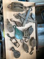 Houten en stalen katrollen vintage antiek, Antiek en Kunst, Antiek | Gereedschap en Instrumenten, Ophalen of Verzenden