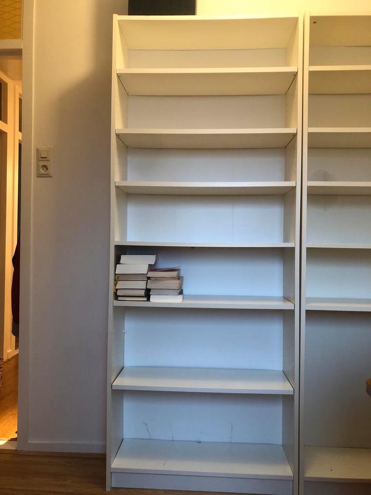 Twee Ikea Billy Boekenkasten - Gebruikt, Huis en Inrichting, Kasten | Boekenkasten, Gebruikt, 50 tot 100 cm, 200 cm of meer, 25 tot 50 cm