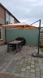 Ikea Seglarö parasol beige 330x240cm + betonnen voet, Tuin en Terras, Parasols, Ophalen, Kantelbaar, 3 tot 4 meter, Zweefparasol