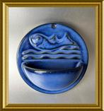 Vintage blauw wijwatervaatje: Wim Visser, vis, Sphinx, Antiek en Kunst, Ophalen of Verzenden