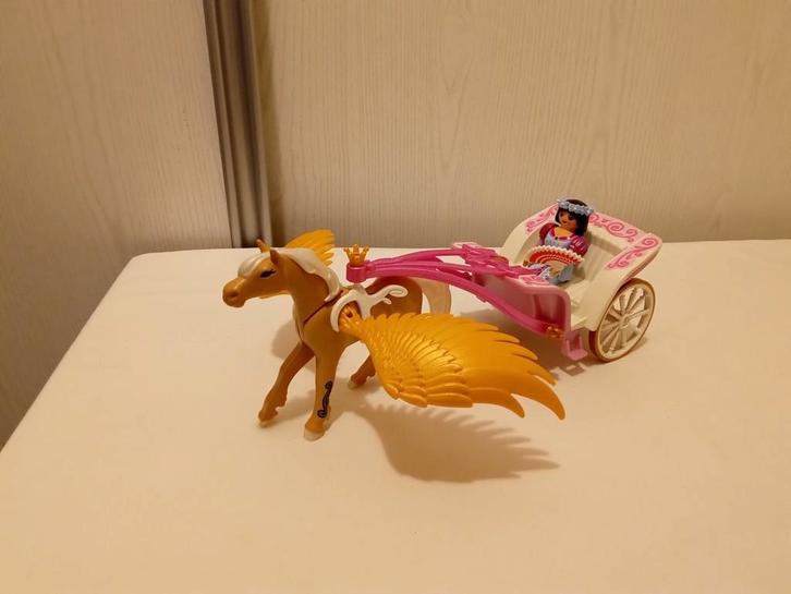 Playmobil 5143 Pegasus paard met koets compleet, Kinderen en Baby's, Speelgoed | Playmobil, Zo goed als nieuw, Complete set, Ophalen of Verzenden