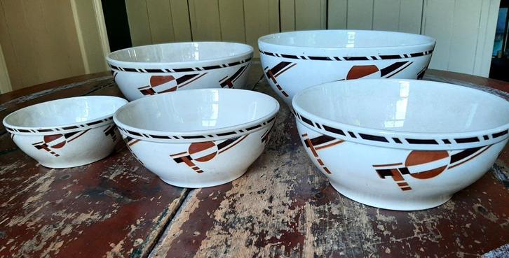 Nest 5 schalen Société Céramique Constructivisme SB128N, Antiek en Kunst, Antiek | Schalen, Ophalen of Verzenden