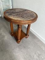 Antiek ronde bijzet tafel met ingelegd marmer, Ophalen