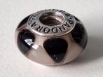 Zilveren originele Pandora bedel van Muranoglas zwart/wit, Pandora, Ophalen of Verzenden, Zo goed als nieuw, 1 bedel