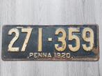 Kentekenplaat Pennsylvania USA 1920 Nummerplaat Nummerbord, Verzamelen, Ophalen of Verzenden, Gebruikt, Auto's