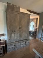 Landelijke sobere buffetkast oud hout, Huis en Inrichting, Kasten | Buffetkasten, Ophalen, 200 cm of meer, 150 tot 200 cm, Zo goed als nieuw