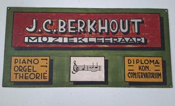 wandbord metaal art deco vintage reclame muziekles blik 1937 beschikbaar voor biedingen