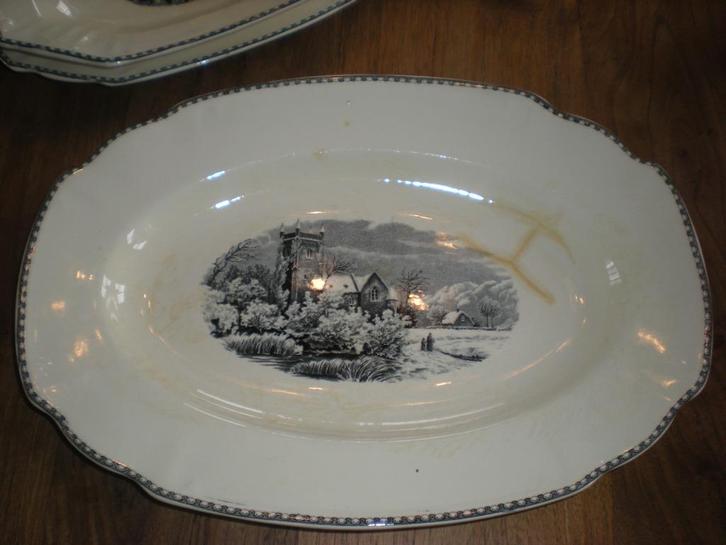 Landschap zwart vleesschaal groot, Antiek en Kunst, Antiek | Servies los, Ophalen