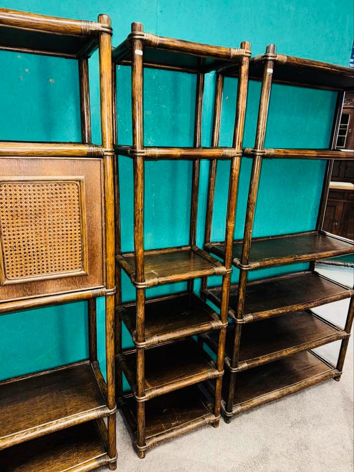 Vintage manou bamboe open kast etagere, Antiek en Kunst, Curiosa en Brocante, Ophalen