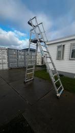 Uitschuifbare ladder met werkplateau zgan, Ophalen, Zo goed als nieuw