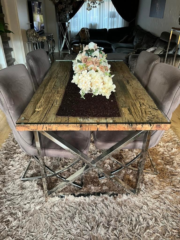 MOOIE RICHMOND EETTAFEL 1.60 m, Huis en Inrichting, Tafels | Salontafels, Ophalen, 50 tot 100 cm, Rechthoekig, Glas