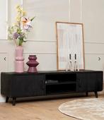 Zwart ruw mangohout tv meubel, Ophalen, Minder dan 50 cm, Nieuw, Minder dan 100 cm