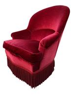 Boudoir cocktailstoeltje, velours stof, vintage design, Ophalen of Verzenden, Zo goed als nieuw, Rood, Eén