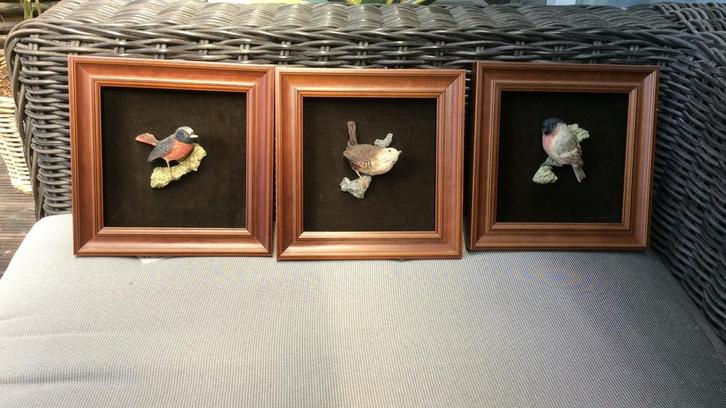 Richard Cooper & Compagnie 3D Vogels in Lijst, Antiek en Kunst, Kunst | Beelden en Houtsnijwerken, Ophalen of Verzenden