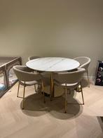 Elegante ronde eettafel marmerlook 120 cm met gouden poot, Huis en Inrichting, Tafels | Eettafels, 50 tot 100 cm, 100 tot 150 cm