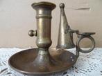 Antieke kandelaar met dover blaker kamerkandelaar messing, Ophalen of Verzenden, Overige materialen